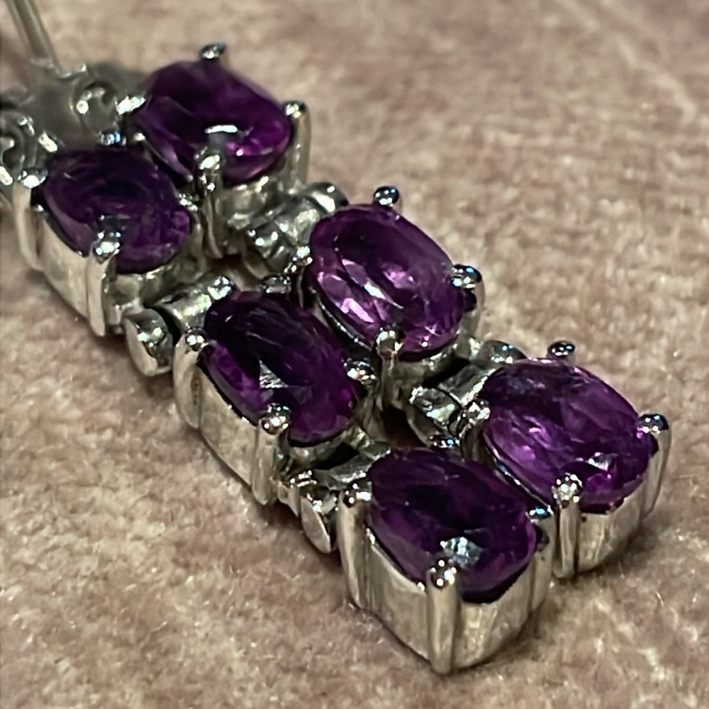Genuine Amethyst Earrings 3 Karats Stainless Steel